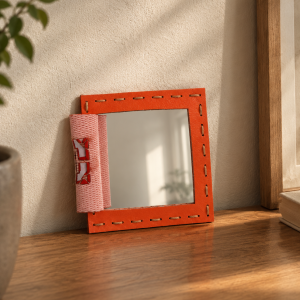 آینه جیبی چرمی لوزدر ۸×۸ سانتی‌متر | Lozdar Pocket Mirror