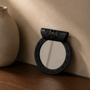 آینه جیبی چرمی لوزدر مدل 52 | Lozdar Round Pocket Mirror 52