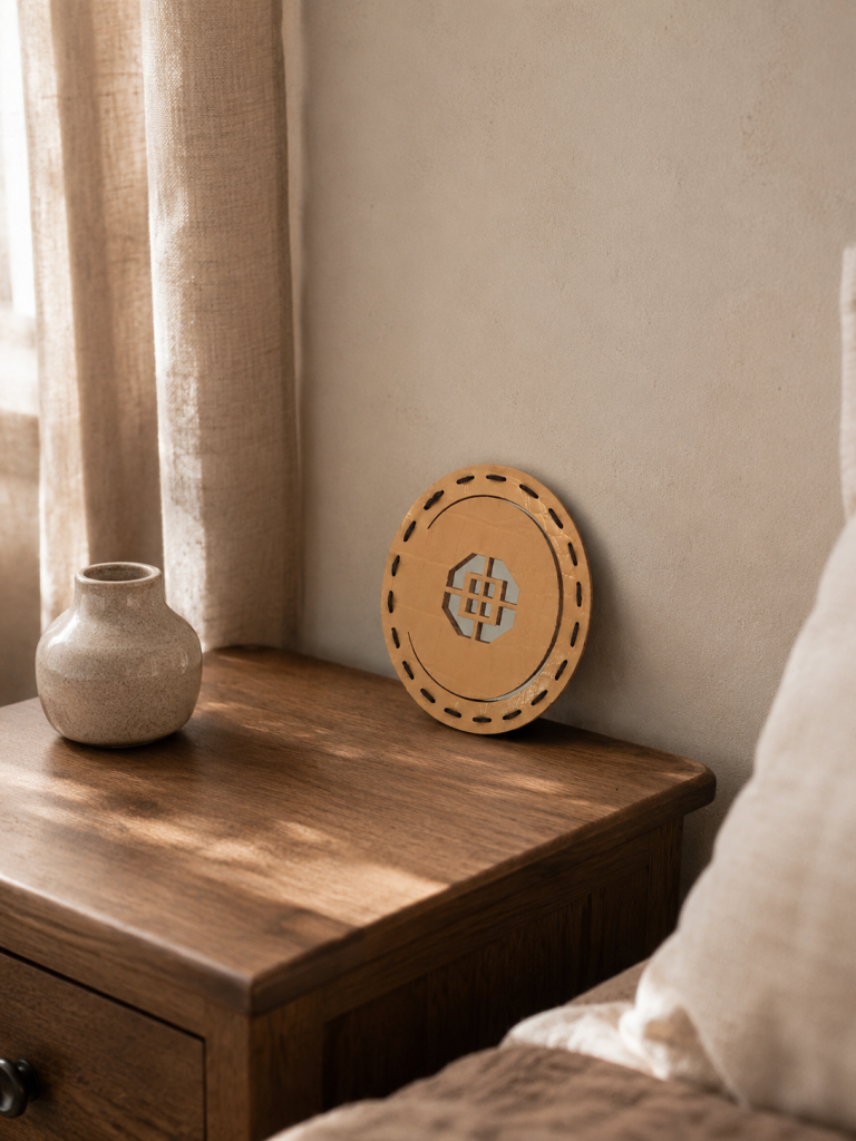 آینه جیبی چرمی لوزدر مدل 54 | Lozdar Round Pocket Mirror 54